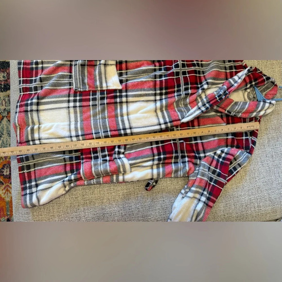 Mythology White Red Black Plaid Robe (Missing Belt) Sz One Size Fits Most - Picture 10 of 10